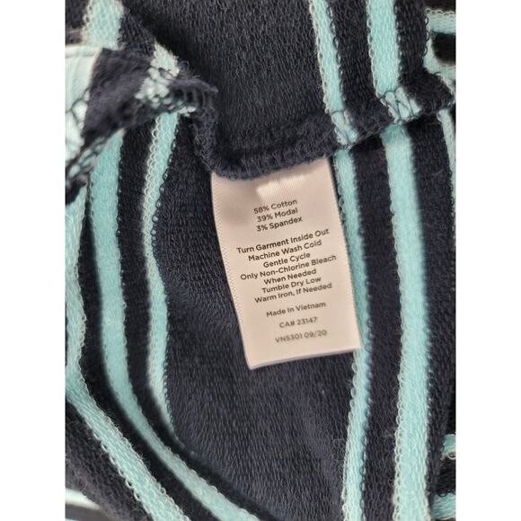 T by Talbots Women's Striped Shift Dress Small‎ UPF 50+ Cotton Modal Navy Aqua - Picture 8 of 8